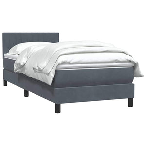 Κρεβάτι Boxspring με Στρώμα Σκούρο Γκρι 100x210 εκ. Βελούδινο - Pakobazaar