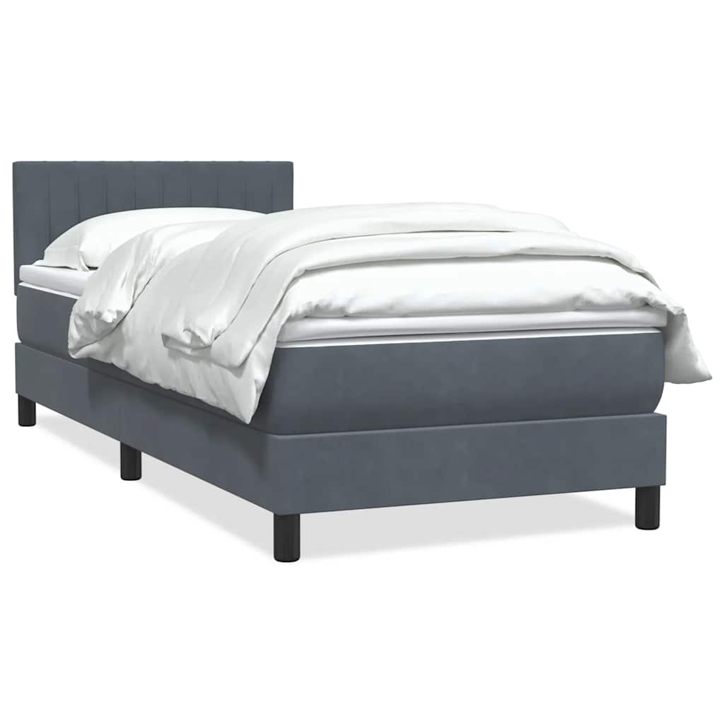 Κρεβάτι Boxspring με Στρώμα Σκούρο Γκρι 100x210 εκ. Βελούδινο - Pakobazaar