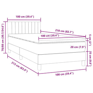 Box Spring Κρεβάτι με στρώμα Μαύρο 100x210 cm Βελούδινο - Pakobazaar