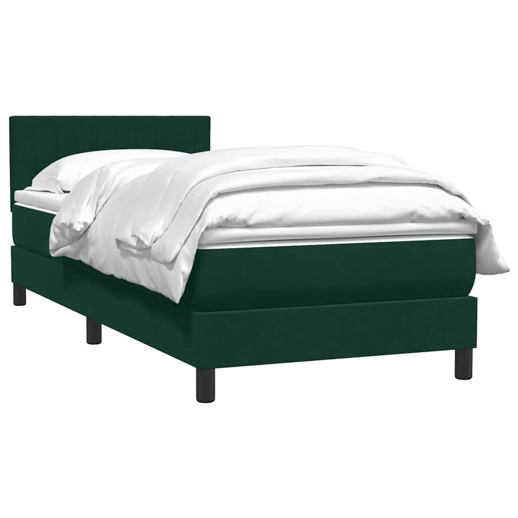 Κρεβάτι Boxspring με Στρώμα Σκούρο Πράσινο 100x210εκ. Βελούδινο - Pakobazaar