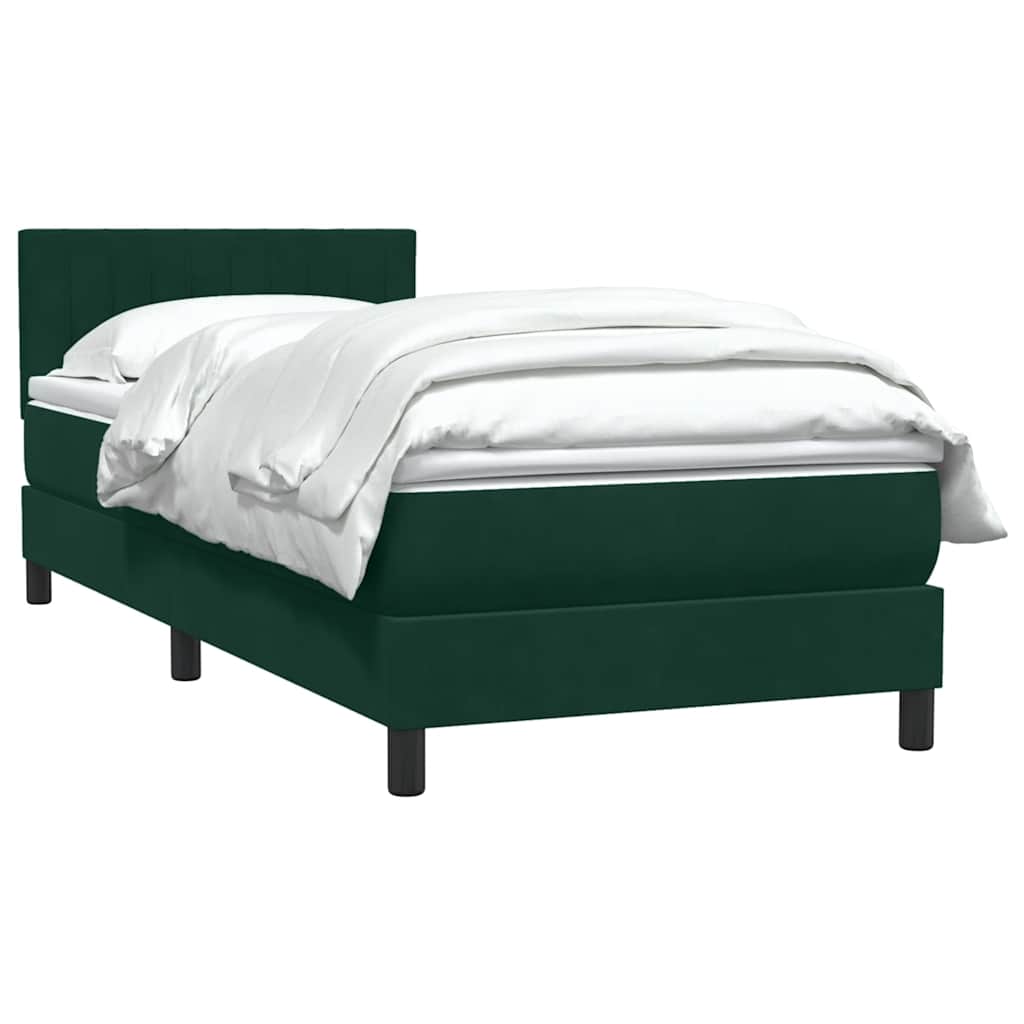 Κρεβάτι Boxspring με Στρώμα Σκούρο Πράσινο 100x210εκ. Βελούδινο - Pakobazaar