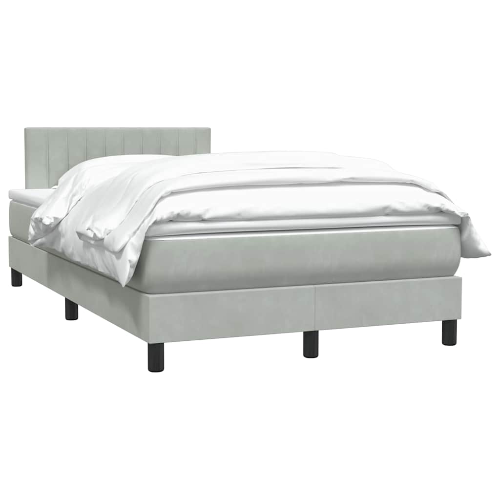 Κρεβάτι Boxspring με Στρώμα Ανοιχτό Γκρι 120x210 εκ. Βελούδινο - Pakobazaar