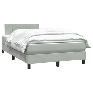 Κρεβάτι Boxspring με Στρώμα Ανοιχτό Γκρι 120x210 εκ. Βελούδινο