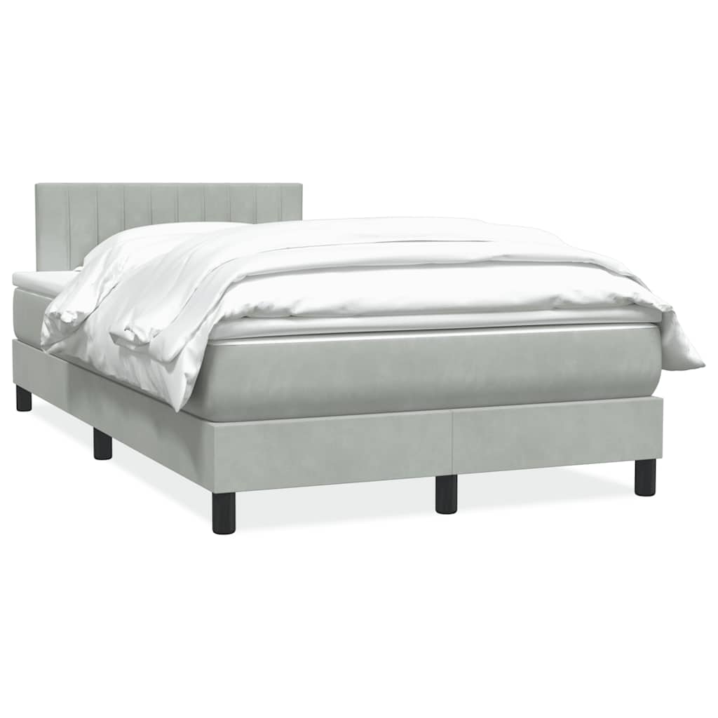 Κρεβάτι Boxspring με Στρώμα Ανοιχτό Γκρι 120x210 εκ. Βελούδινο