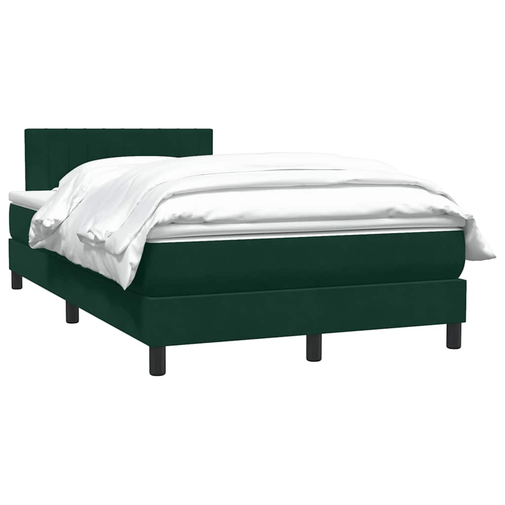 Κρεβάτι Boxspring με Στρώμα Σκούρο Πράσινο 120x210εκ. Βελούδινο - Pakobazaar