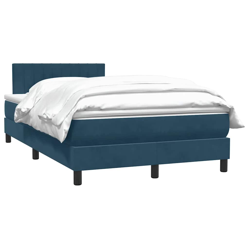 Κρεβάτι Boxspring με Στρώμα Σκούρο Μπλε 120x210 εκ. Βελούδινο - Pakobazaar