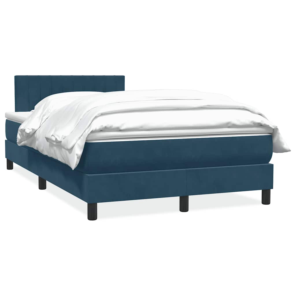Κρεβάτι Boxspring με Στρώμα Σκούρο Μπλε 120x210 εκ. Βελούδινο - Pakobazaar