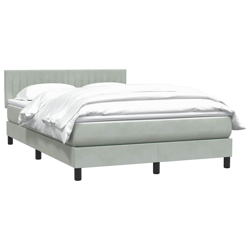 Κρεβάτι Boxspring με Στρώμα Ανοιχτό Γκρι 140x210 εκ. Βελούδινο - Pakobazaar