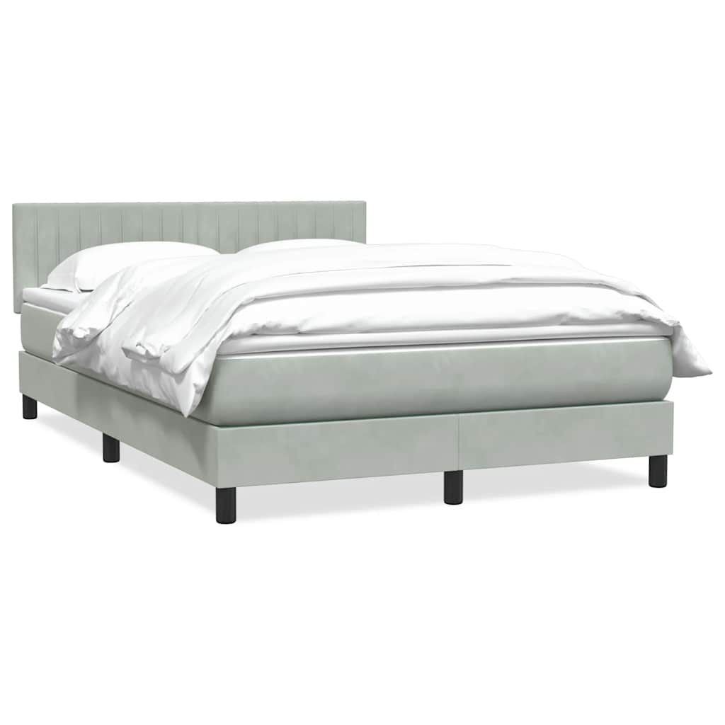 Κρεβάτι Boxspring με Στρώμα Ανοιχτό Γκρι 140x210 εκ. Βελούδινο - Pakobazaar