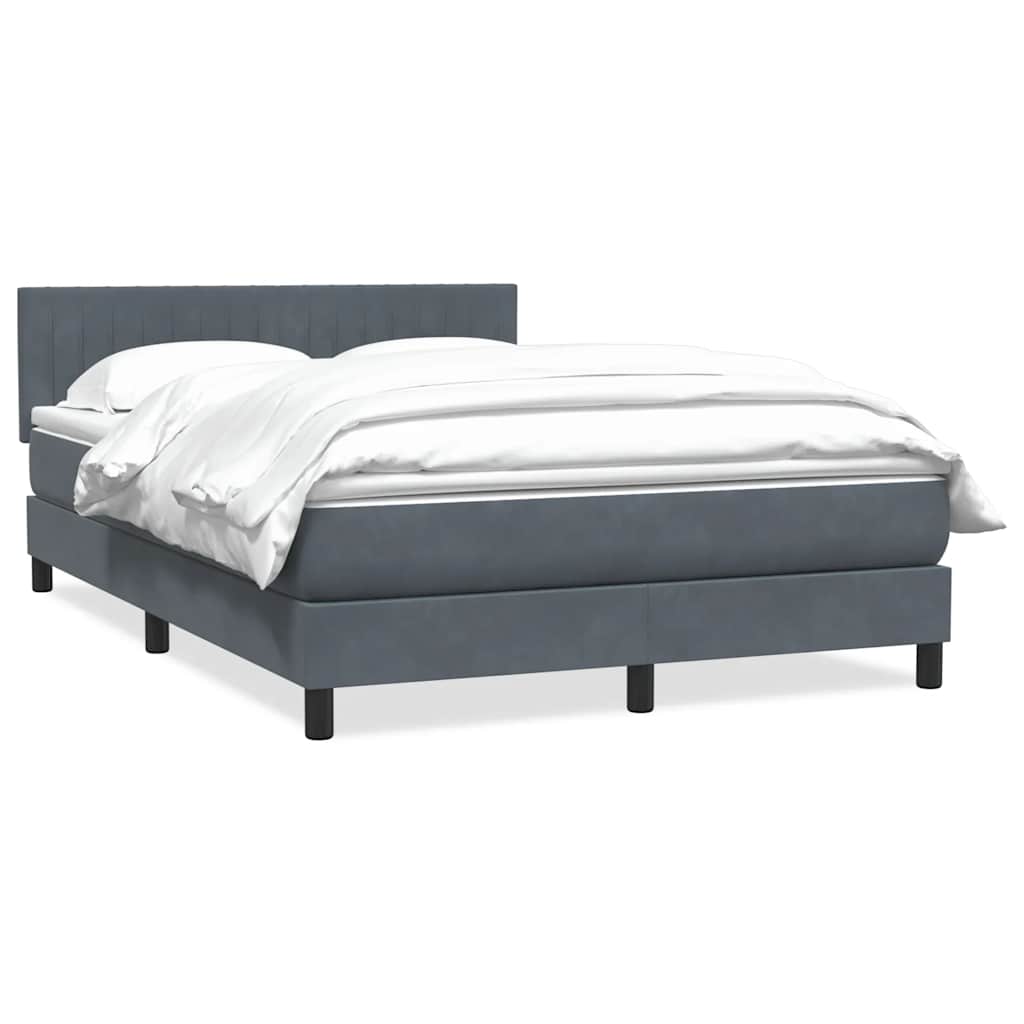 Κρεβάτι Boxspring με Στρώμα Σκούρο Γκρι 140x210 εκ. Βελούδινο