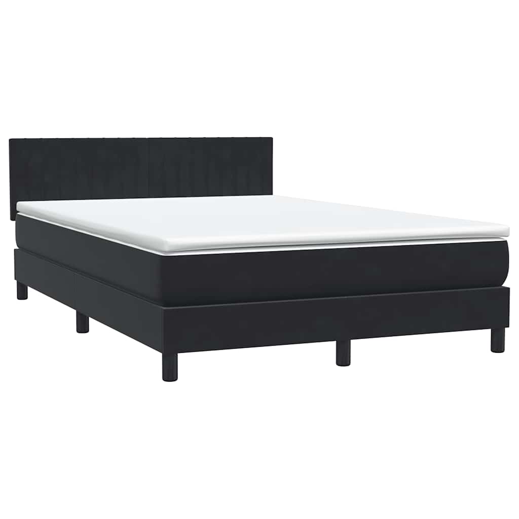 Κρεβάτι Boxspring με Στρώμα Μαύρο 1140x210 εκ. Βελούδινο