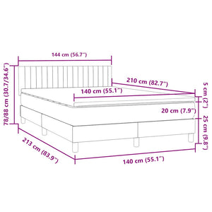 Κρεβάτι Boxspring με Στρώμα Μαύρο 1140x210 εκ. Βελούδινο - Pakobazaar