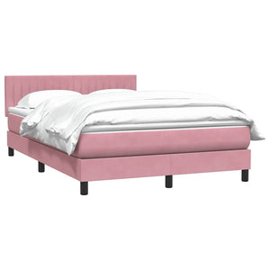 Κρεβάτι Boxspring με Στρώμα Ροζ 140x210 εκ. Βελούδινο