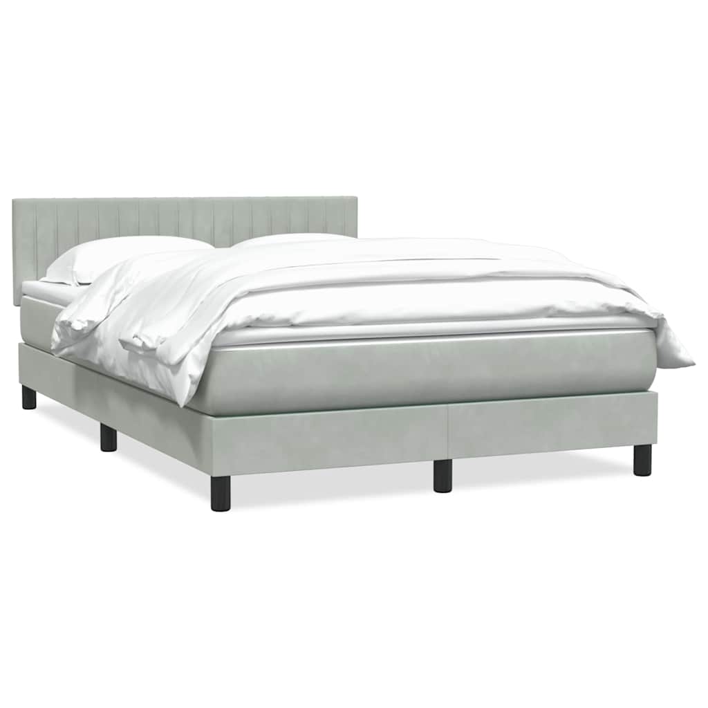 Κρεβάτι Boxspring με Στρώμα Ανοιχτό Γκρι 160x210 εκ. Βελούδινο