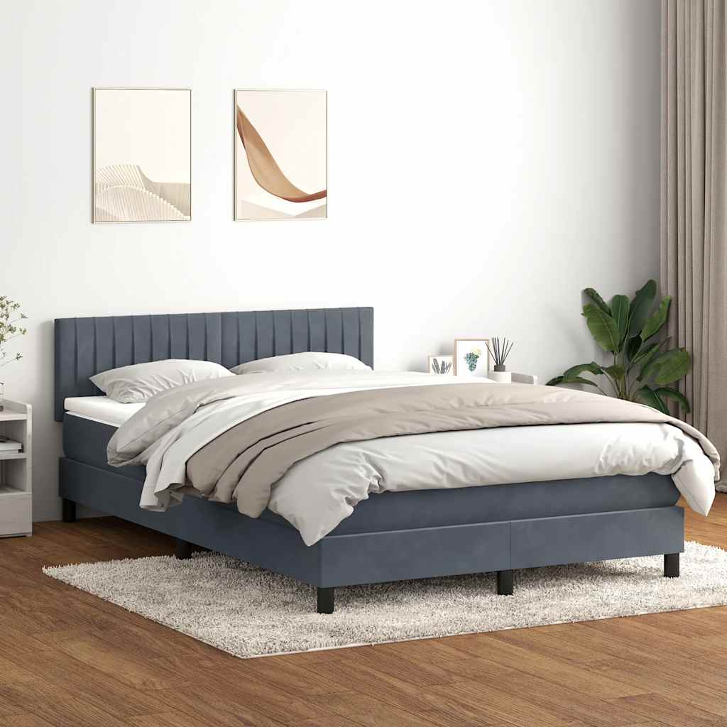 Κρεβάτι Boxspring με Στρώμα Σκούρο Γκρι 160x210 εκ. Βελούδινο