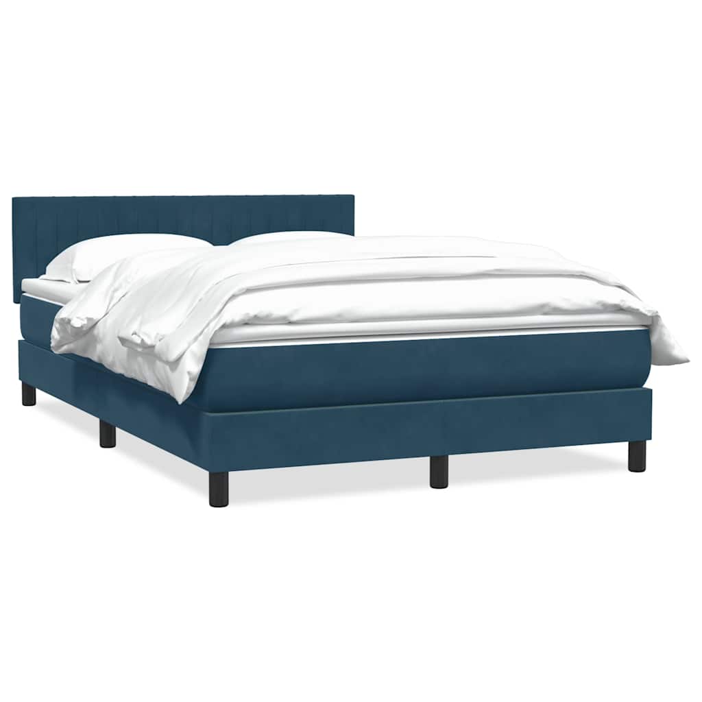 Κρεβάτι Boxspring με Στρώμα Σκούρο Μπλε 160x210 εκ. Βελούδινο - Pakobazaar