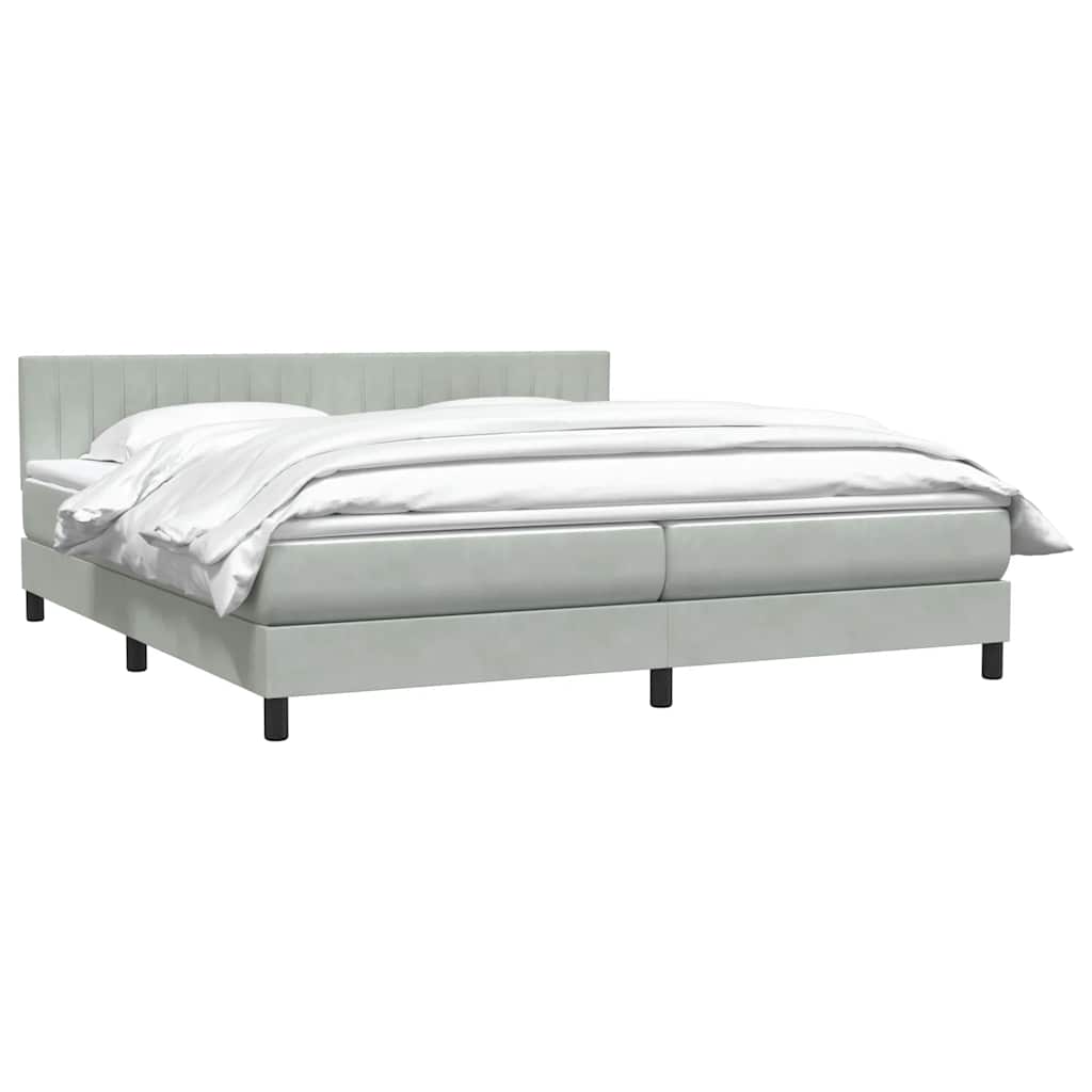 Κρεβάτι Boxspring με Στρώμα Ανοιχτό Γκρι 180x210 εκ. Βελούδινο - Pakobazaar