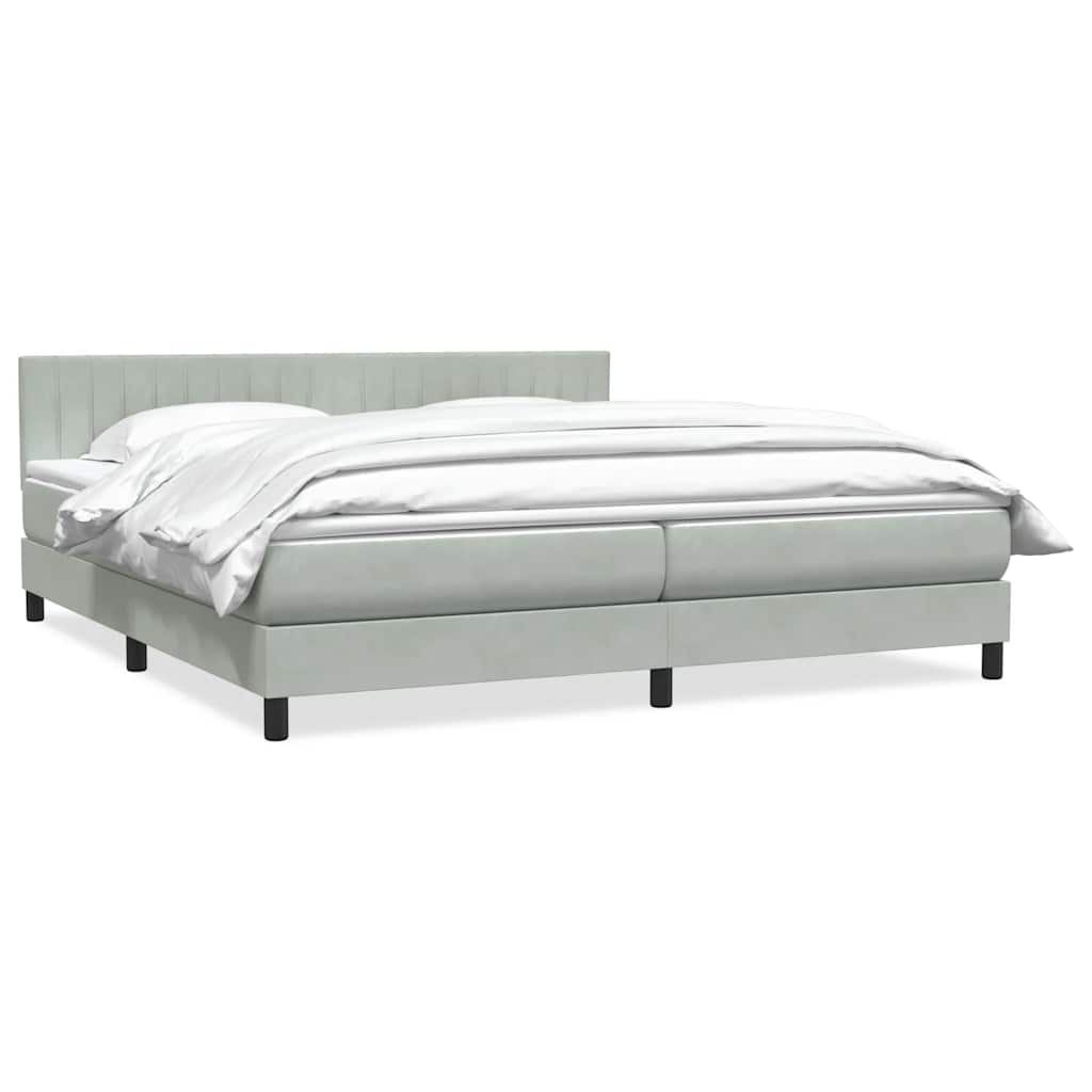 Κρεβάτι Boxspring με Στρώμα Ανοιχτό Γκρι 180x210 εκ. Βελούδινο - Pakobazaar