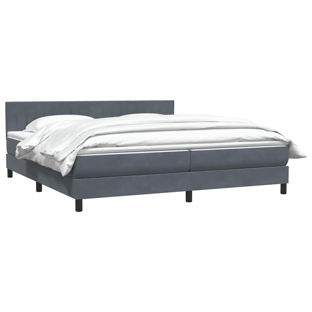 Κρεβάτι Boxspring με Στρώμα Σκούρο Γκρι 180x210 εκ. Βελούδινο - Pakobazaar