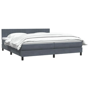 Κρεβάτι Boxspring με Στρώμα Σκούρο Γκρι 180x210 εκ. Βελούδινο - Pakobazaar