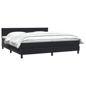 Κρεβάτι Boxspring με Στρώμα Μαύρο 180x210 εκ. Βελούδινο - Pakobazaar