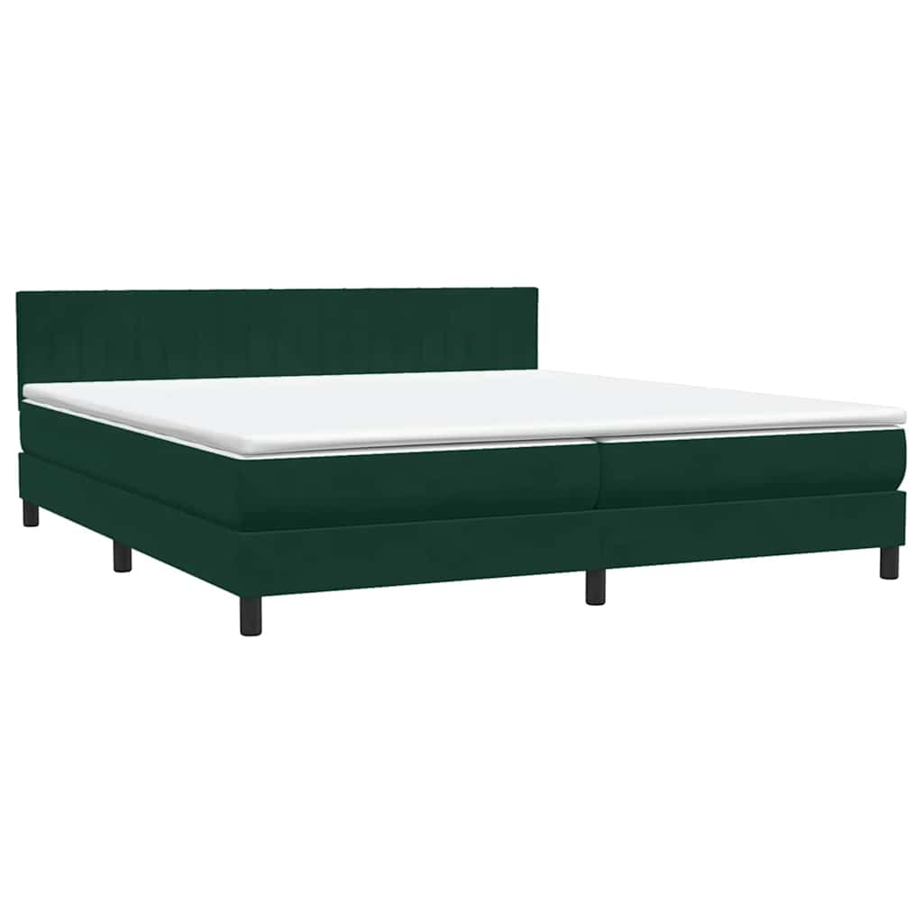 Κρεβάτι Boxspring με Στρώμα Σκούρο Πράσινο 180x210εκ. Βελούδινο