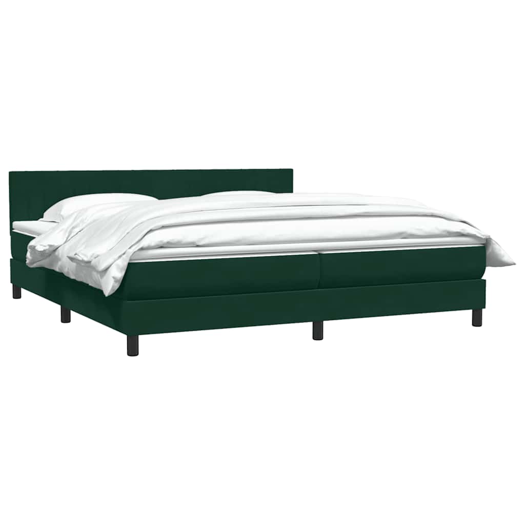 Κρεβάτι Boxspring με Στρώμα Σκούρο Πράσινο 180x210εκ. Βελούδινο