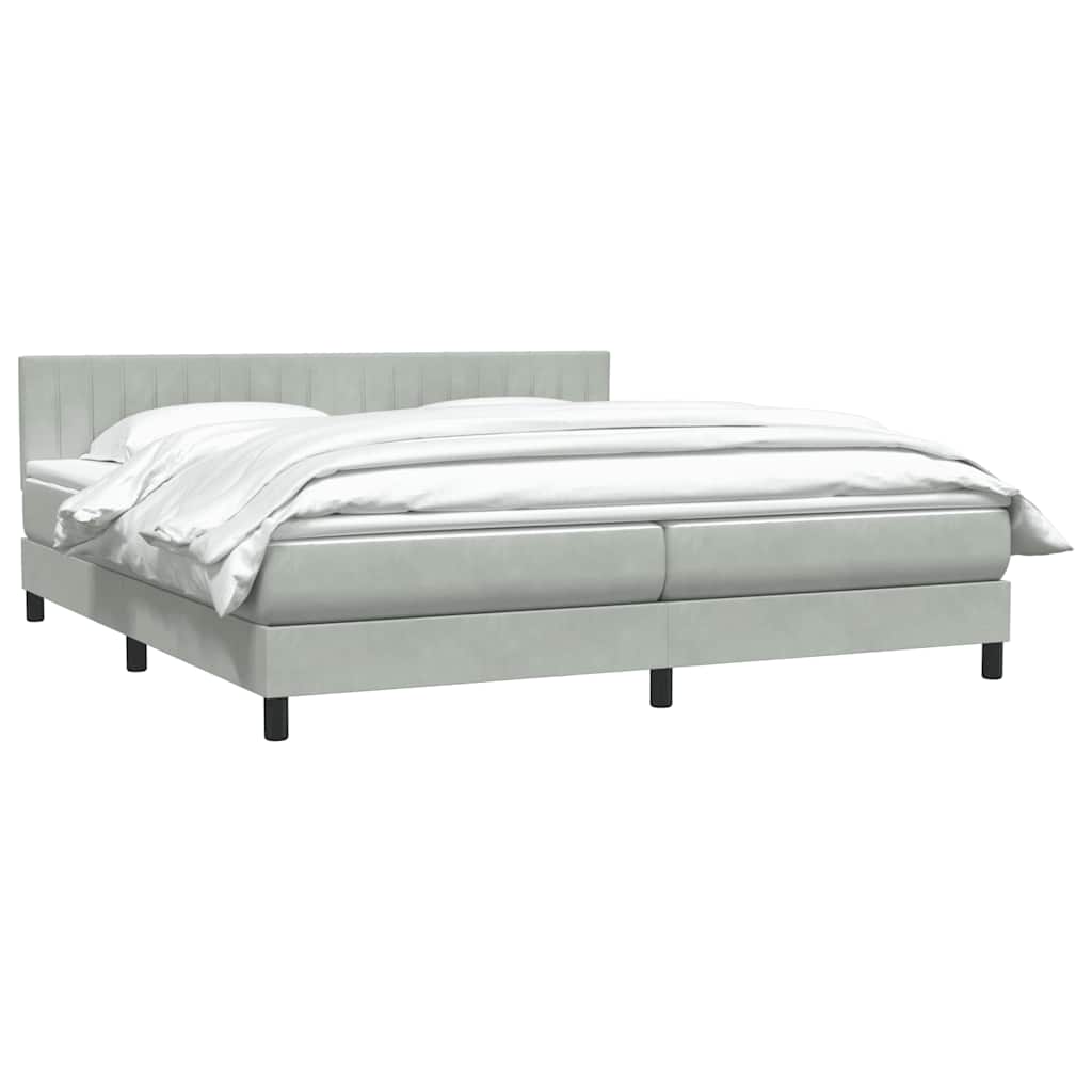Box Spring κρεβάτι με στρώμα ανοιχτό γκρι 200x210 cm Βελούδινο - Pakobazaar