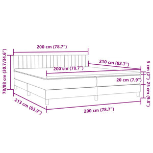 Box Spring κρεβάτι με στρώμα ανοιχτό γκρι 200x210 cm Βελούδινο - Pakobazaar
