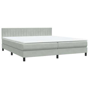 Box Spring κρεβάτι με στρώμα ανοιχτό γκρι 200x210 cm Βελούδινο - Pakobazaar