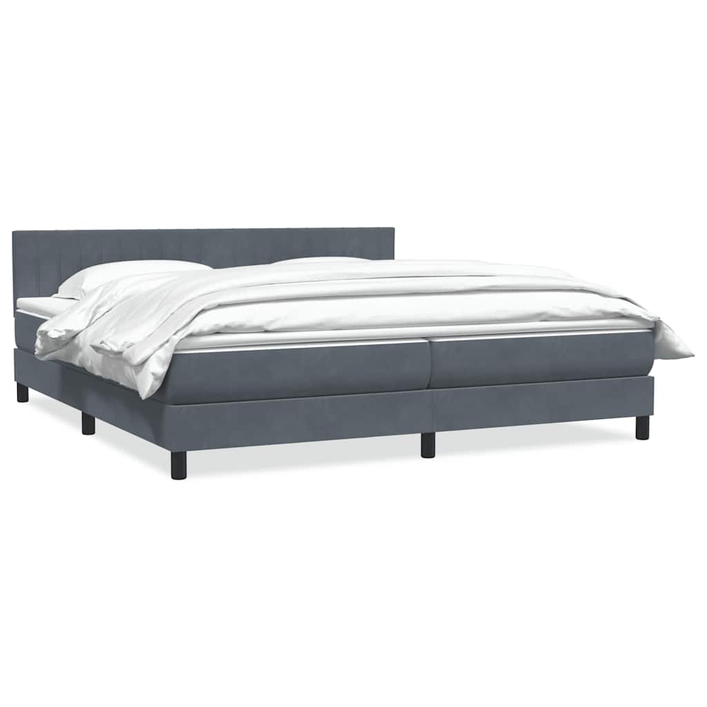 Κρεβάτι Boxspring με Στρώμα Σκούρο Γκρι 200x210 εκ. Βελούδινο - Pakobazaar