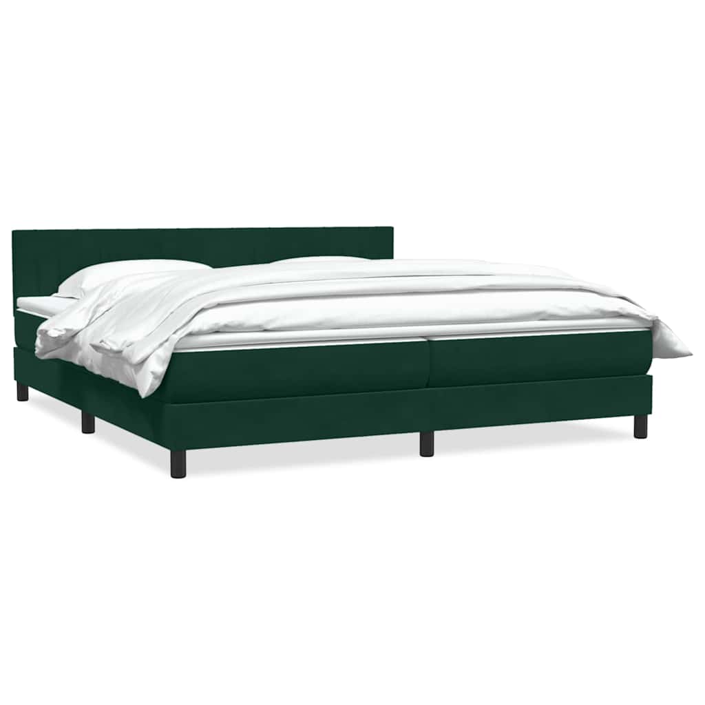 Κρεβάτι Boxspring με Στρώμα Σκούρο Πράσινο 200x210εκ. Βελούδινο