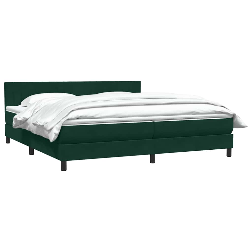 Κρεβάτι Boxspring με Στρώμα Σκούρο Πράσινο 200x210εκ. Βελούδινο