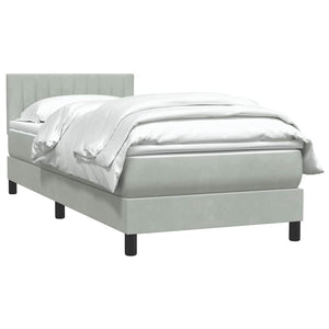 Box Spring κρεβάτι με στρώμα ανοιχτό γκρι 80x220 cm Βελούδινο