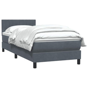 Κρεβάτι Boxspring με Στρώμα Σκούρο Γκρι 80x220 εκ. Βελούδινο