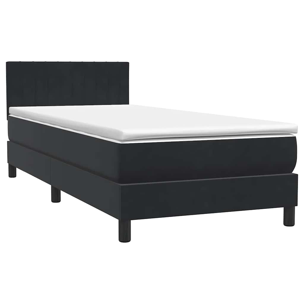 Κρεβάτι Boxspring με Στρώμα Μαύρο 80x220 εκ. Βελούδινο
