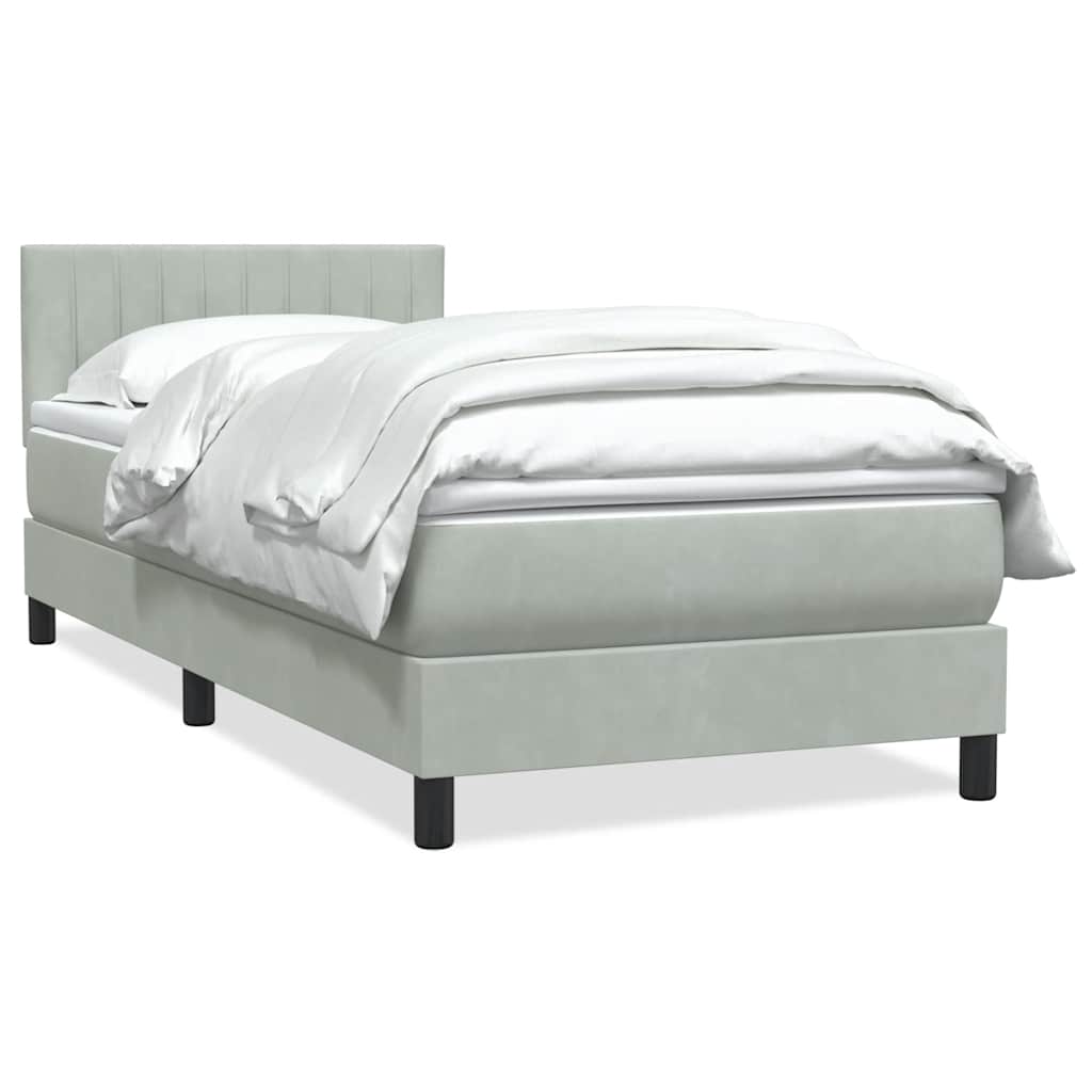 Box Spring κρεβάτι με στρώμα ανοιχτό γκρι 90x220 εκ. Βελούδινο - Pakobazaar