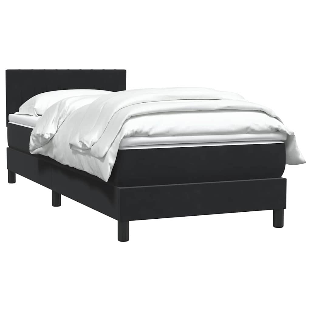 Κρεβάτι Boxspring με Στρώμα Μαύρο 90x220 εκ. Βελούδινο