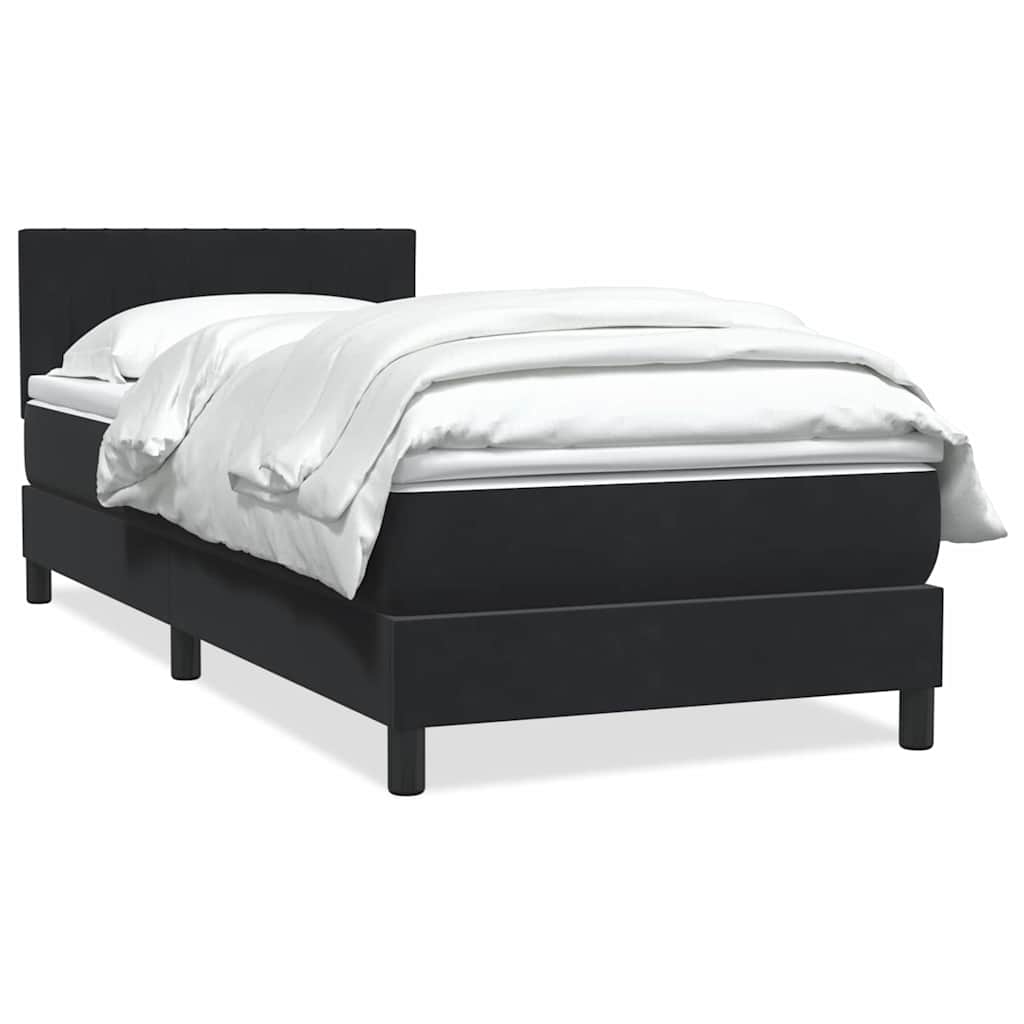 Κρεβάτι Boxspring με Στρώμα Μαύρο 90x220 εκ. Βελούδινο