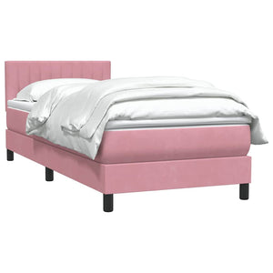 Κρεβάτι Boxspring με Στρώμα Ροζ 90x220 εκ. Βελούδινο