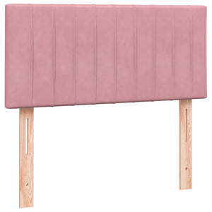 Κρεβάτι Boxspring με Στρώμα Ροζ 90x220 εκ. Βελούδινο