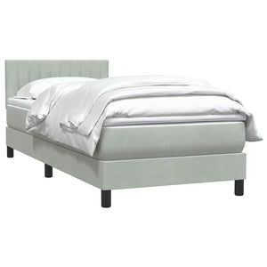 Box Spring κρεβάτι με στρώμα ανοιχτό γκρι 100x220 εκ. Βελούδινο - Pakobazaar