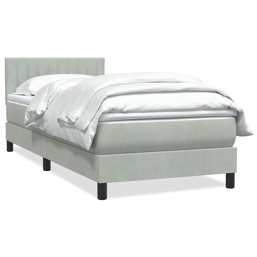 Box Spring κρεβάτι με στρώμα ανοιχτό γκρι 100x220 εκ. Βελούδινο - Pakobazaar