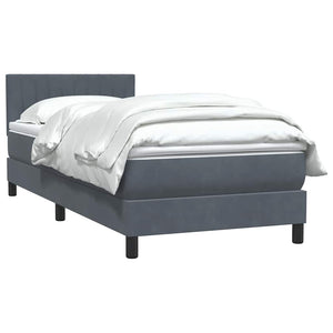 Box Spring Κρεβάτι με στρώμα Σκούρο γκρι 100x220 εκ. Βελούδινο - Pakobazaar