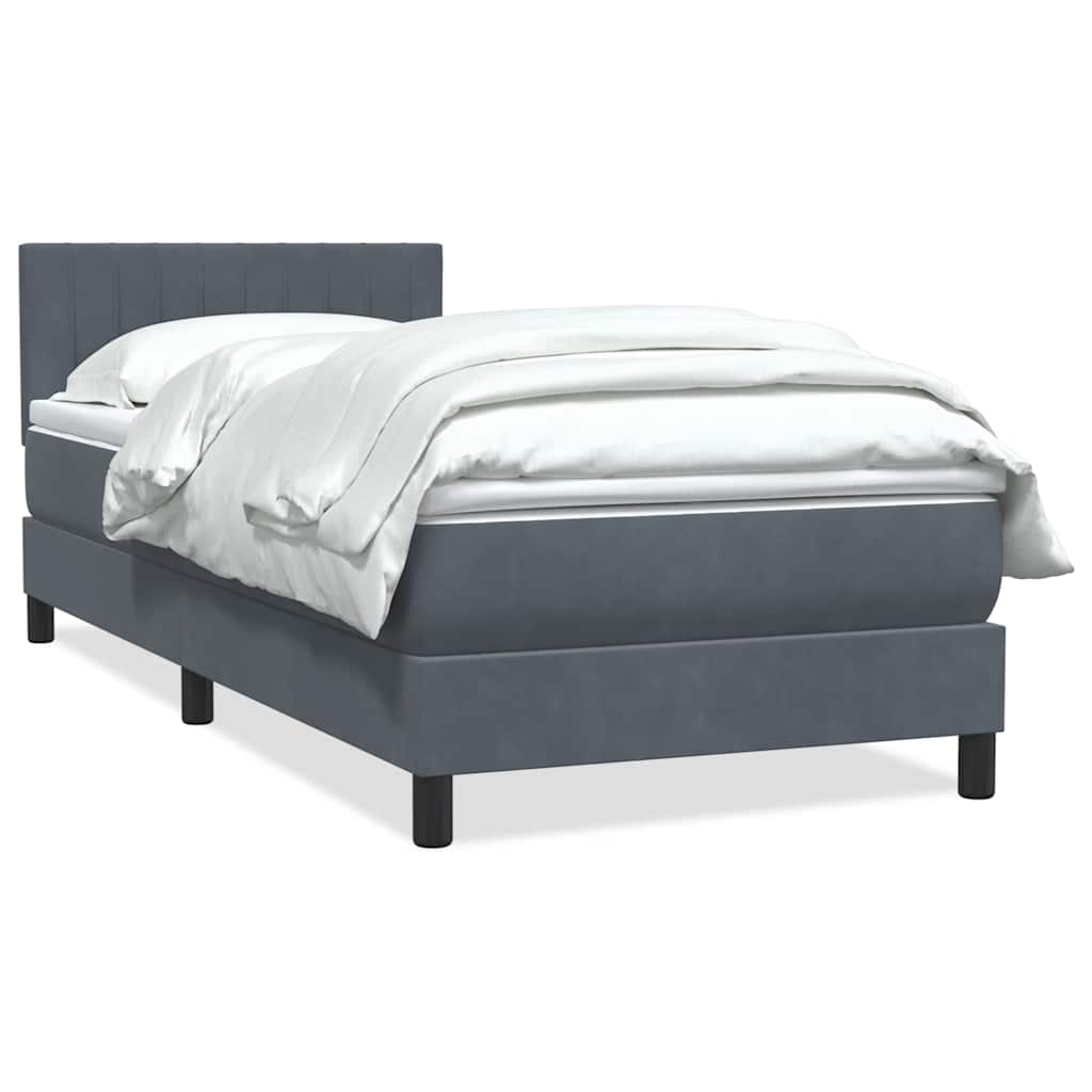 Box Spring Κρεβάτι με στρώμα Σκούρο γκρι 100x220 εκ. Βελούδινο