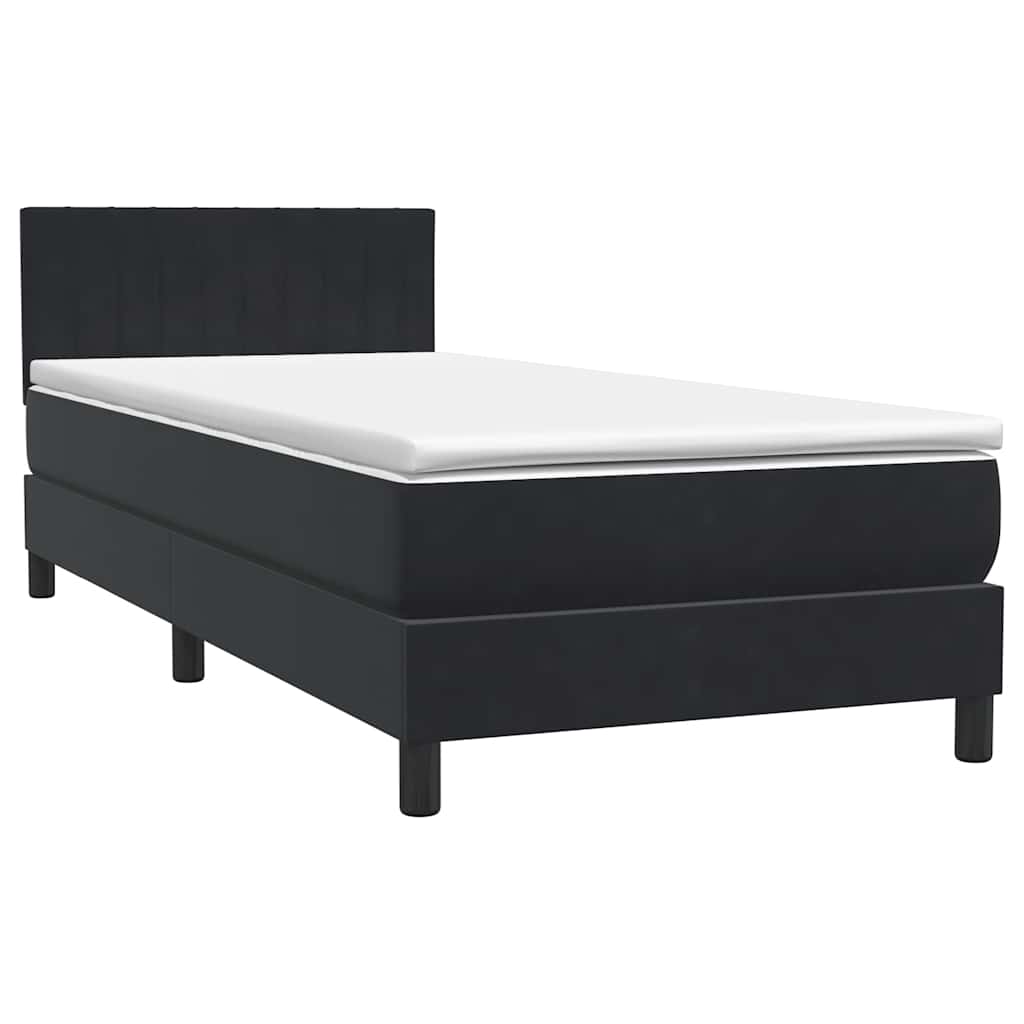 Box Spring Κρεβάτι με στρώμα Μαύρο 100x220 εκ. Βελούδινο