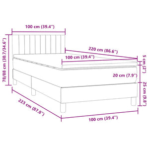 Box Spring κρεβάτι με στρώμα σκούρο πράσινο 100x220cm Βελούδινο - Pakobazaar