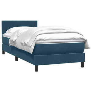 Box Spring κρεβάτι με στρώμα σκούρο μπλε 100x220 cm Βελούδινο - Pakobazaar