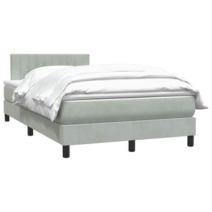 Κρεβάτι Boxspring με Στρώμα Ανοιχτό Γκρι 120x220 εκ. Βελούδινο