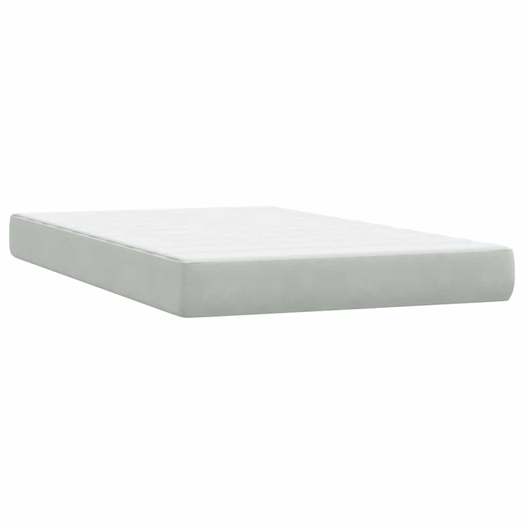 Κρεβάτι Boxspring με Στρώμα Ανοιχτό Γκρι 120x220 εκ. Βελούδινο
